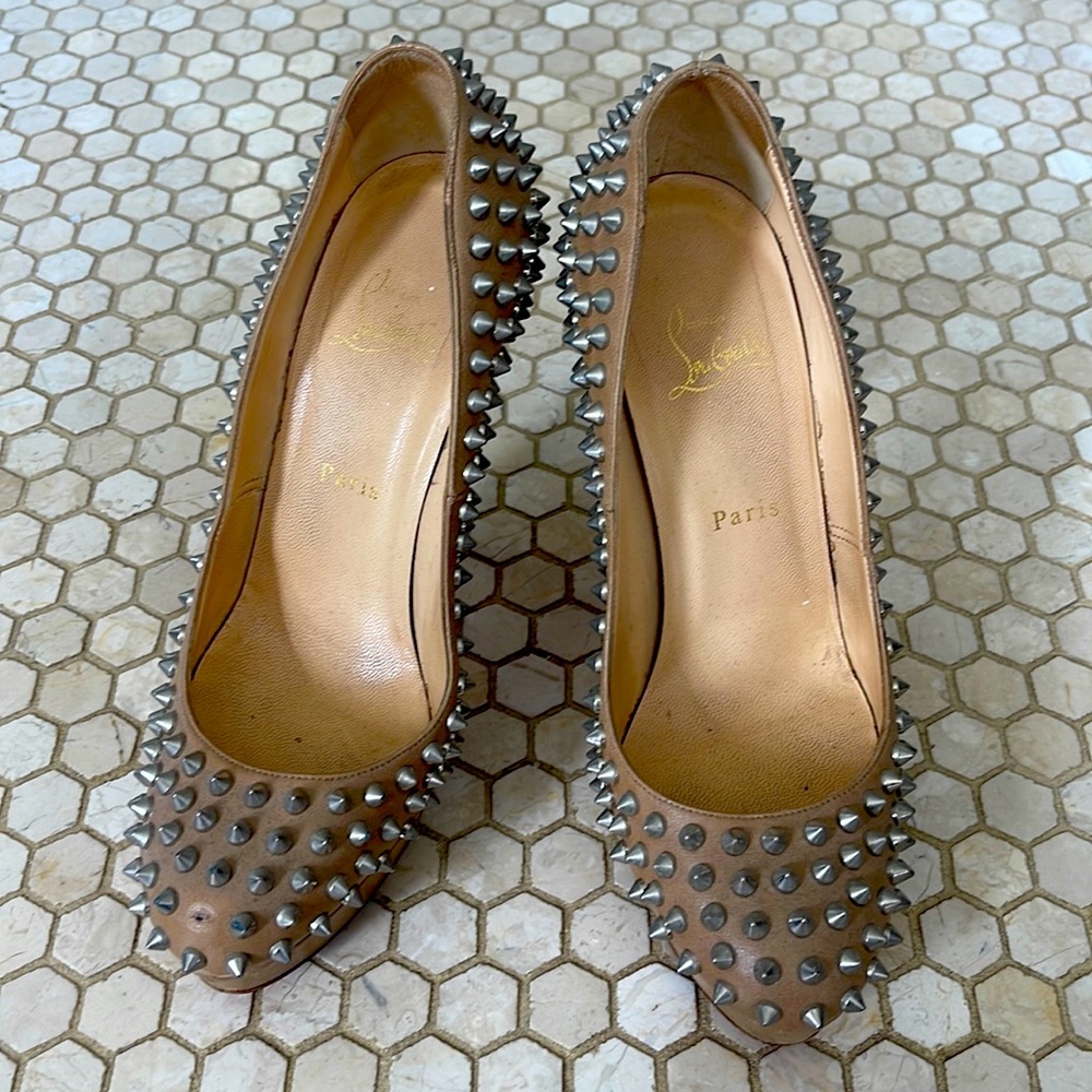 Women's Christian Louboutin, Bianca Spikes 140, 39 EU, 9 US